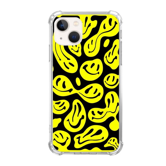 Yellow Smiley Face Case Compatible with iPhone 13,Aesthetic Art Design TPU Bumper Bumper Cover Case