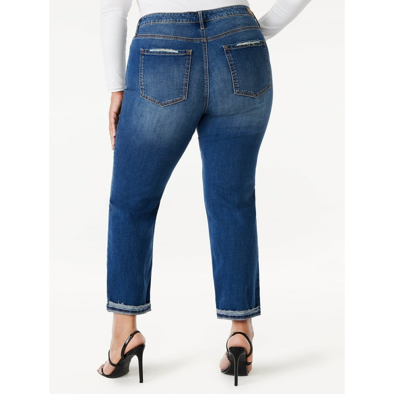 Sofia Jeans Women's Plus Size Bagi Boyfriend Mid Rise Distressed