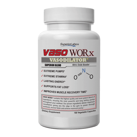 Superior Labs Vaso WORx Nitric Oxide Booster Vasodilator 180 Count