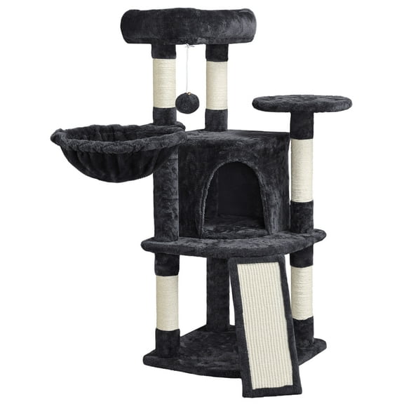 Alden Design 42"H Multilevel Cat Tree Tower with Condo and Perches, Black