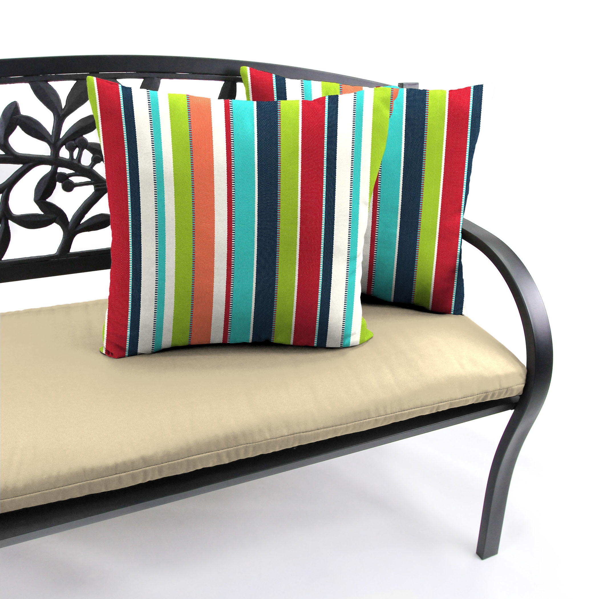 Jordan Manufacturing Sunbrella 16" x 16" Carousel Confetti Multicolor Stripe Square Outdoor Throw Pillow