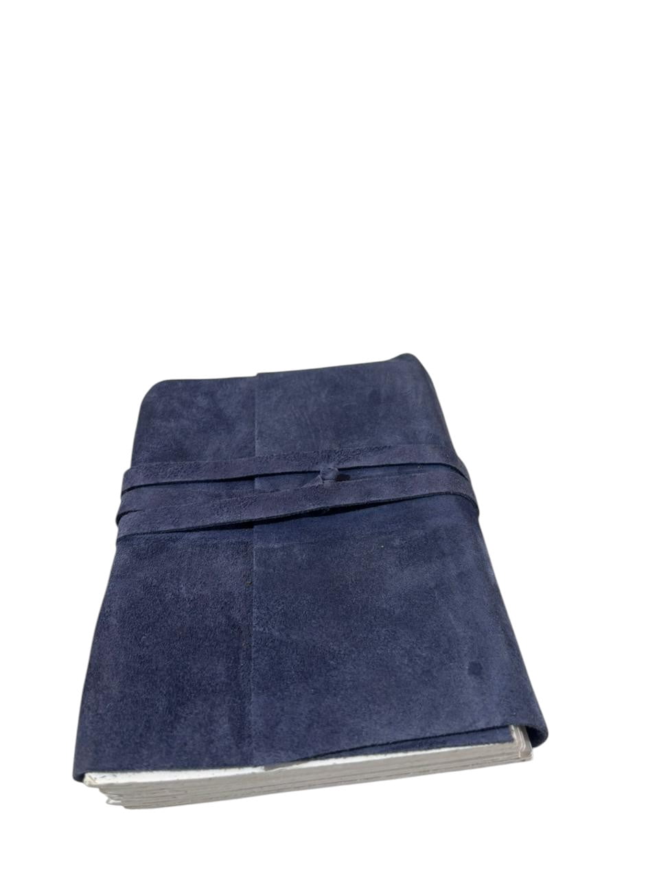 Handmade Blue Leather Journal with White Drawing Paper – Vintage Wrap Closure Notebook, Lightweight Sketchbook Diary