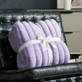 thumbnail image 4 of Faux Fur Throw Blanket for Couch, Cozy Warm Plush Striped Blanket for Sofa Bedroom Living Room, 50 * 60 Inches Lavender, 4 of 18