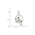 thumbnail image 3 of Sterling Silver Dolphin Necklace with Circle Frame, Ocean Pendant for Women and Teens, Nautical Marine Life Jewelry, Nature Inspired Casual Beach Style Accessory, 3 of 6
