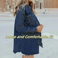 thumbnail image 4 of Meditatem Denim Jacket, Women's Casual Denim Button Down Distressed Jacket, Oversized Button Up Frayed Hem Shacket Boyfriend, 4 of 6