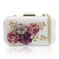 thumbnail image 1 of Women Clutches Flower Leather Envelope Pearl Evening Handbag(white), 1 of 5