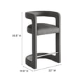 thumbnail image 3 of Counter Stool Chair, Gray, Velvet, Bar Pub Cafe Bistro Dining Kitchen Hospitality Restaurant, Modern Contemporary, HB37622, 3 of 9