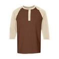 thumbnail image 7 of Hearthz Men's 3/4 Sleeve Baseball Raglan T-Shirts S-3XL,Big and Tall Henley Tops Cotton Sport Athletic Jersey Tee Shirt ,Brown M, 7 of 7