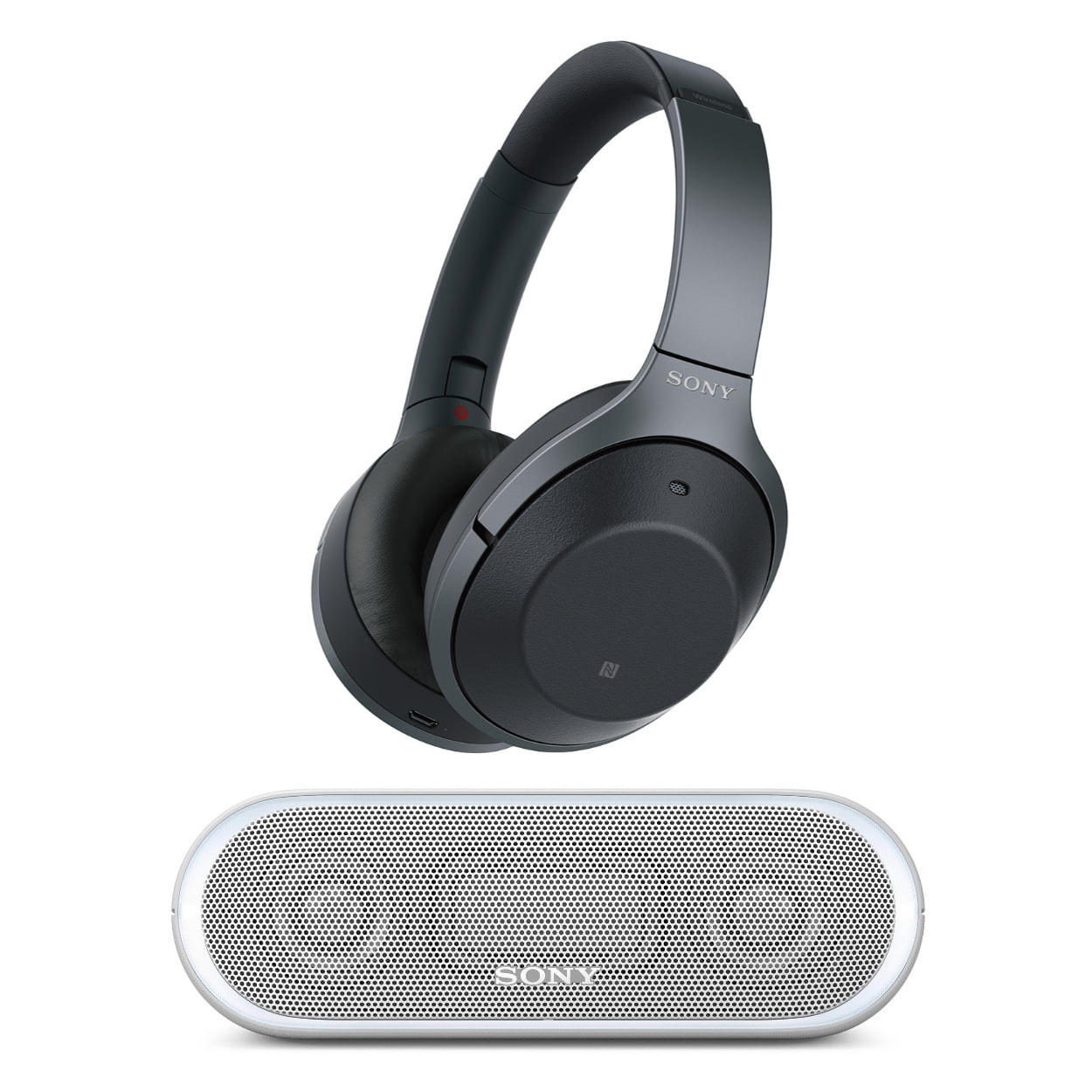 Sony Wireless Noise Cancelling Headphones (Black) with Portable Wireless Speaker
