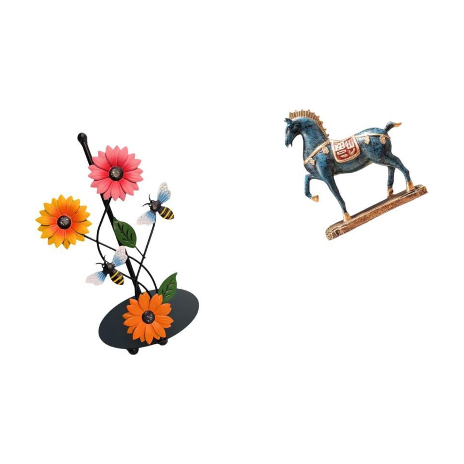 Fiocias Horse Paper Towel Holder Dispenser Non Slip Vertical Tissue Rack Figurine Desktop Ornament Fengshui Decor Standing Sculpture for Home Desk Living Room