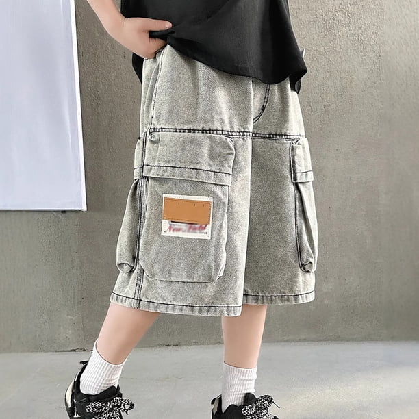 WILLBEST Pantalones Mujer Pantalones Cortos Cargo de Mezclilla para Niños, Cómodos Pantalones Vaqueros Elásticos para Niños Activos, Ropa Informal Duradera para Exteriores, de 4 a 14 Años 9-10 Years