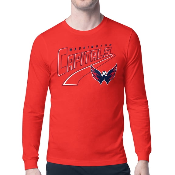 Men's Starter Red Washington Capitals Modern Tailsweep Long Sleeve T-Shirt