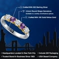 thumbnail image 2 of Gem Stone King 925 Silver and 10K Yellow Gold White Moissanite and Purple Amethyst Wedding-Bands Ring for Women | 0.80 Cttw | Round 3.5MM | Gemstone Birthstone | Size 7, 2 of 7
