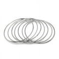 thumbnail image 3 of Thin Stainless Steel Silver Stackable Plain and Twisted Bangle Bracelets for Women (Set of 7) - 9 Inch, 3 of 3
