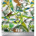 thumbnail image 1 of Soimoi Poly Georgette Fabric Branches,Parrot & Leopard Jungle Printed Fabric 1 Yard 42 Inch Wide, 1 of 3