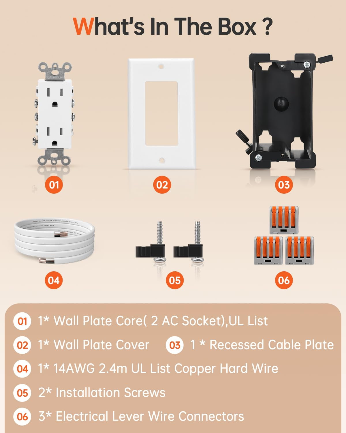 in-Wall Outlet Relocation Kit & Recessed TV Outlet Box | Power Extender for Unreachable Outlets, Cable Concealer System to Hide TV Cords, 2 AC Outlets, Tool-Free Installation, White