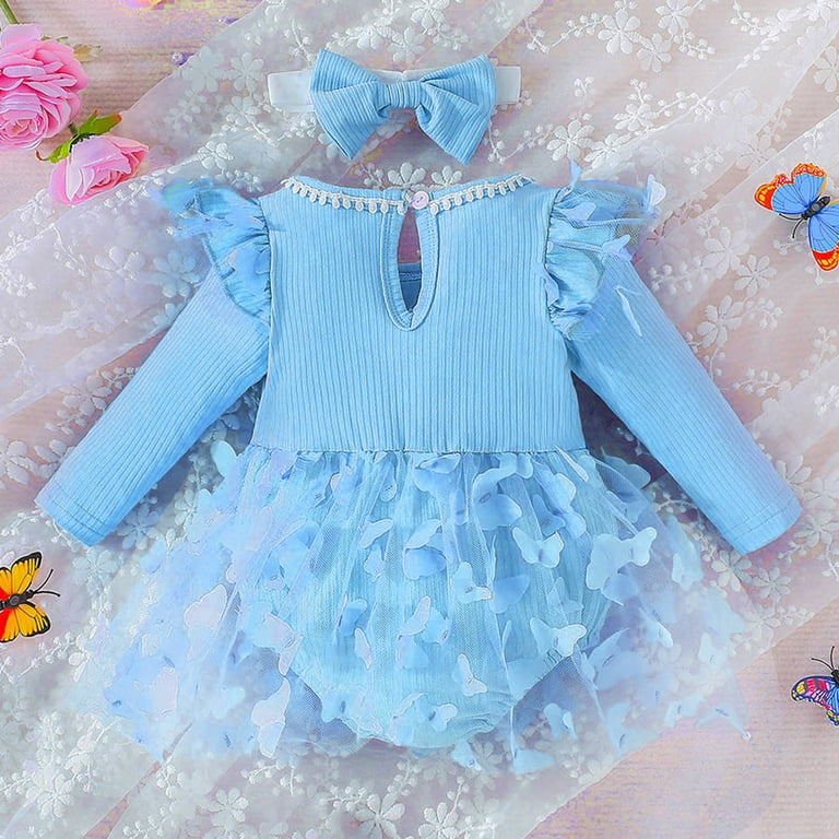 Gubotare Baby Girl Dress Girls Long Sleeve Formal Dresses Teen Fancy Dress  Size 0 3 Months(Blue,0-3 Months) - Walmart.com