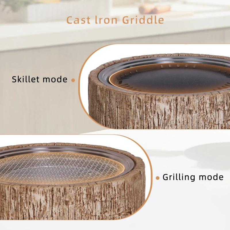 Afterglow 15 Inches Charcoal Grill Barbecue Smoker Stove Tabletop BBQ Outdoor Party for Patio Garden Backyard Decking Camping, Brown