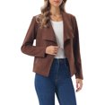 thumbnail image 4 of INSPIRE CHIC Women's Coats Faux Suede Fall Winter Long Sleeve Open Front Cropped Outwear Coat  M Coffee, 4 of 6