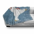 thumbnail image 3 of Bear Soft Flannel Fleece Throw Blanket, Polar Animal Christmas Hat and Scarf Ice Skating Ornamental Snowflakes and Swirls, Cozy Plush for Indoor and Outdoor Use, 50" x 60", Blue White, by Ambesonne, 3 of 6