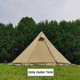 thumbnail image 1 of Tienda de campaña piramidal extragrande con faldón para nieve y orificio para chimenea, ultraligera, para acampar al aire libre, refugio para mochileros, color marrón, 1 of 5