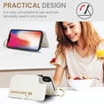 thumbnail image 4 of Allytech Wallet Case for iPhone XR, Card Holder & Zipper Pocket, Finger Grip Ring, Screen & Camera Protection, Luxury PU Leather Kickstand Double Buttons Flip Shockproof Case - White, 4 of 7