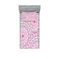 thumbnail image 2 of Ambesonne Mandala Fitted Sheet & Pillow Sham Set, Leaf Like Circled Pattern, Full, Hot Pink Magenta, 2 of 3