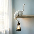 thumbnail image 6 of 3D Perched Cat Statue with Hanging Lantern Light, Resin White Cat Sculpture Night Lamp, Edge Sill Decorative Figurine for Shelf Cabinet Bedroom Living Room Indoor Art Ornament Decor, 6 of 6