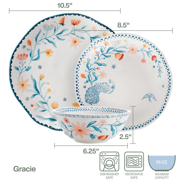 Fitz and Floyd Gracie 12-Piece White Earthenware Tableware Set