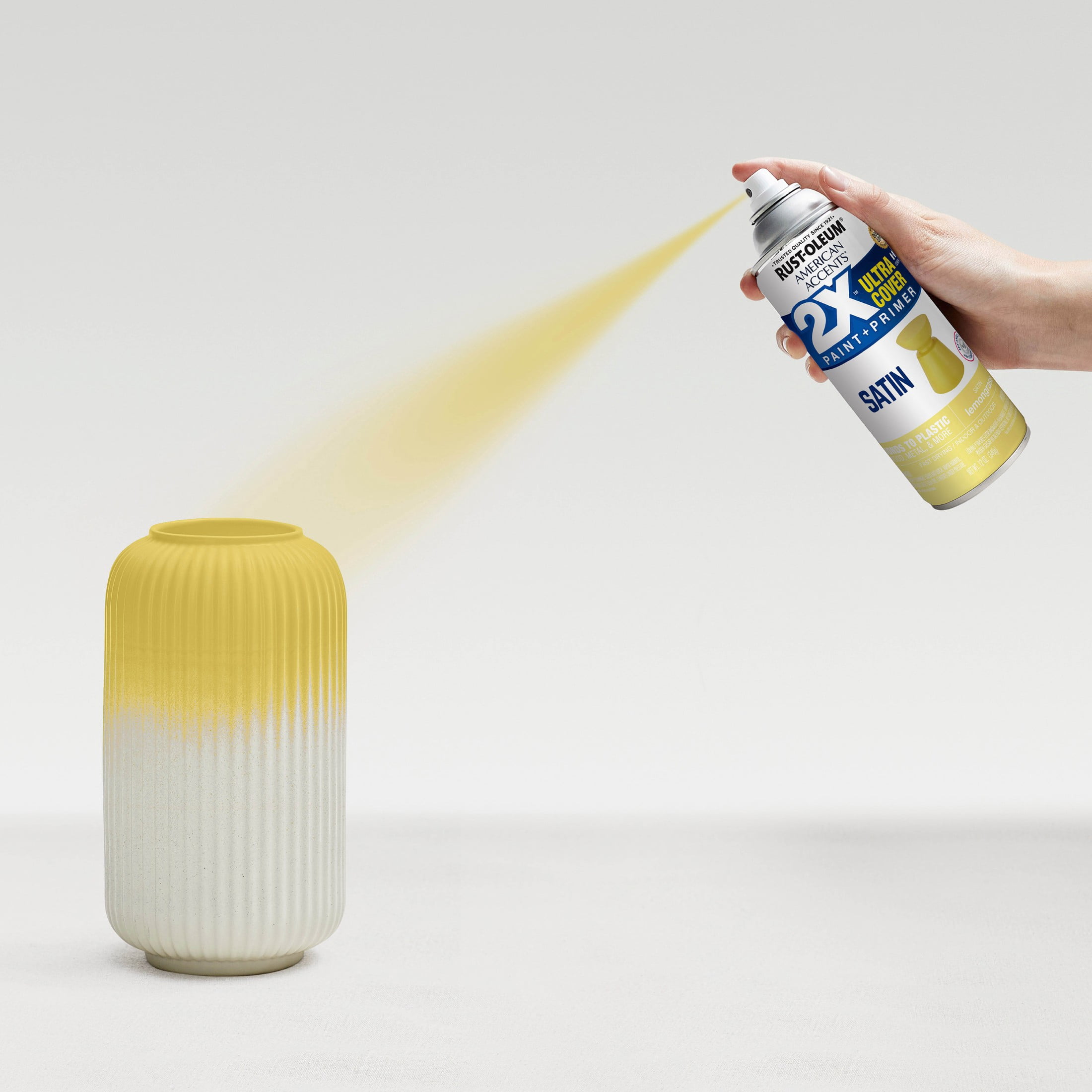 (6 pack) Lemongrass, Rust-Oleum American Accents 2X Ultra Cover Satin Spray Paint-376185, 12 oz