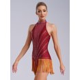 thumbnail image 3 of RUNQHUI Robe de Danse de Salon Salsa Tango Sans Manches Col en V Lyrique Jazz Bourgogne L, 3 of 6
