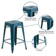 thumbnail image 5 of Flash Furniture Commercial Grade 24" High Backless Distressed Antique Blue Metal Indoor-Outdoor Counter Height Stool, 5 of 9