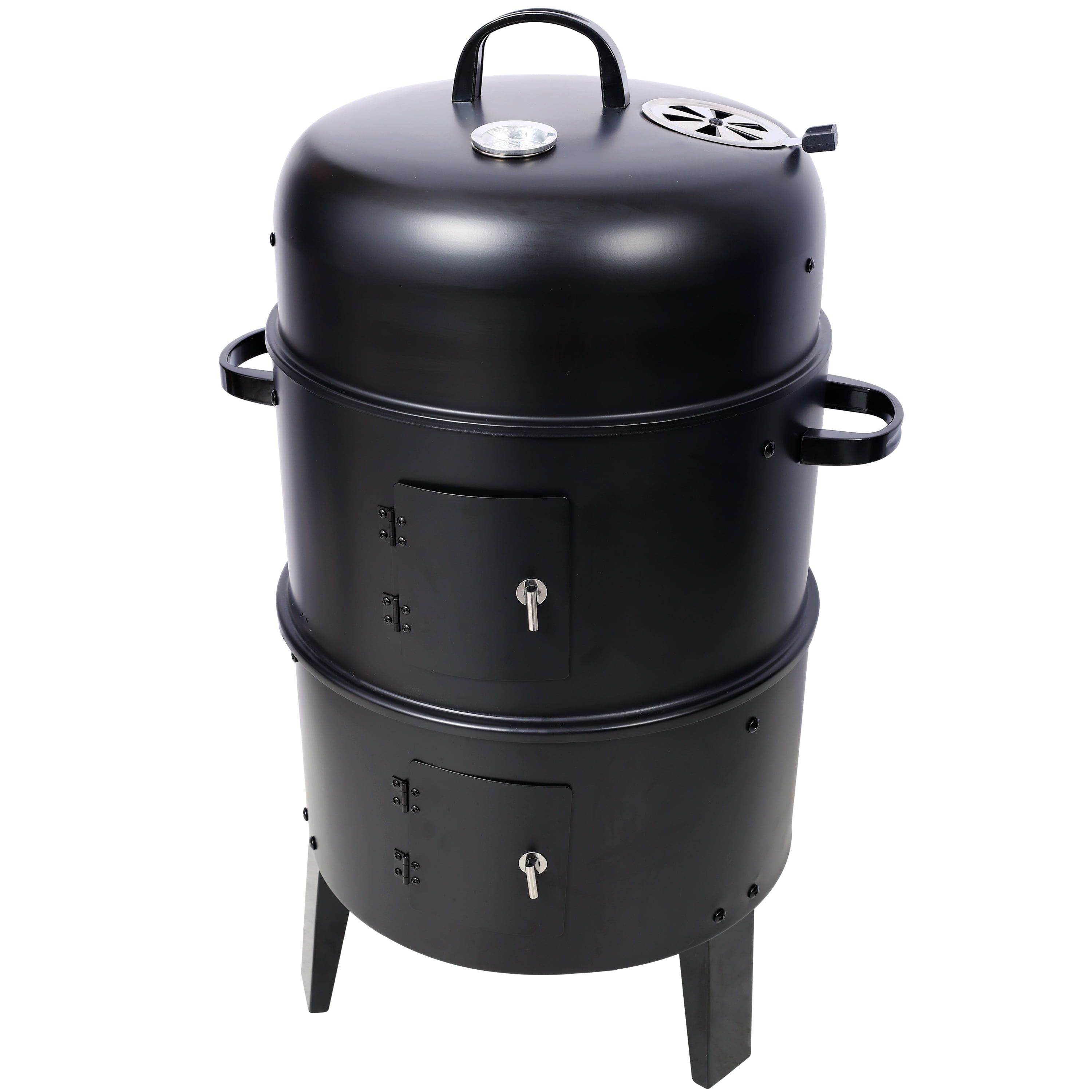 Charcoal Smoker Grill Wood Smoker Grills Outdoor Cooking 16 Inch Vertical Smoker Portable BBQ Grill for Camping Black