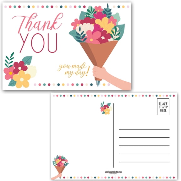 Bouquet of Flowers Thank You Postcard - 4 x 6 Thank You Postcards 40 Count Per P