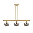 thumbnail image 1 of 516-3I-SG-G93-Innovations Lighting-Fenton-3 Light Island in Art Nouveau Style-36 Inches Wide by 9 Inches High   Satin Gold Finish with Plated Smoke, 1 of 1
