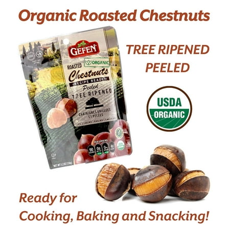 Gefen Organic Whole Peeled and Roasted Chestnuts, 5.2oz 12 Pack Chestnuts Peeled and Ready to Eat Great for Cooking & Baking Gluten Free Kosher