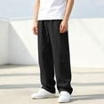 thumbnail image 6 of Jessboyy Sweatpants for Boys Loose Fit Straight Leg Open Bottom Sweatpant with Pockets Elastic Waist Casual Fall Winter Boy Pants Black,9-10 Years, 6 of 9
