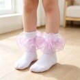 thumbnail image 2 of Dwellite Socks for Girl Fold Cuff Big Lace Frilly Dress Socks Fluffy Ruffles Stretch Socks Purple XS, 2 of 6