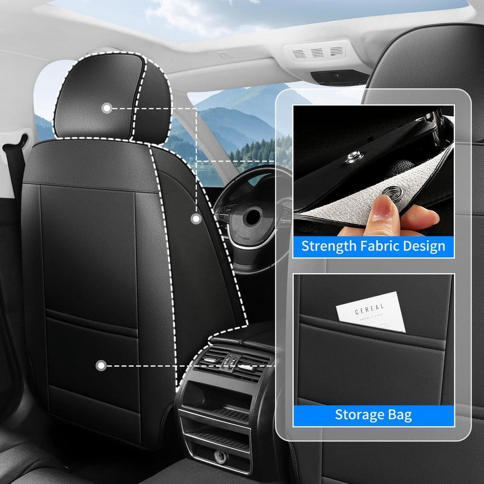 Car Seat Covers Full Set for Nissan Kicks 2018-2025,Breathable Faux Leather Luxury Automotive Interior Accessories with Lumbar Support Black