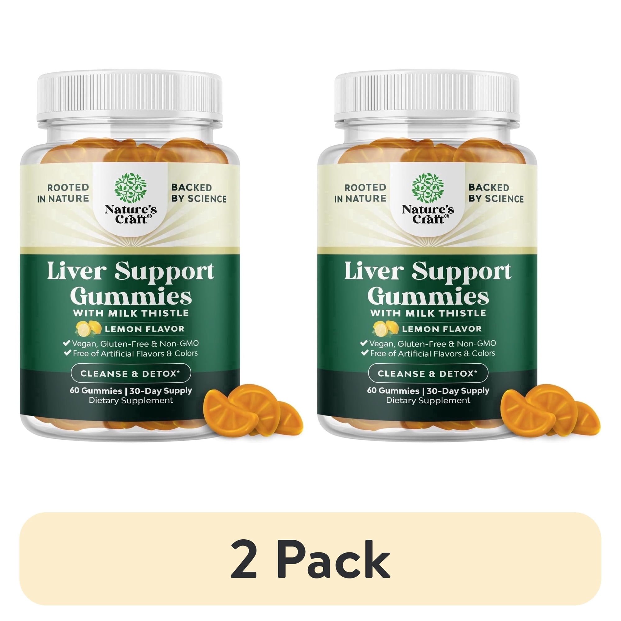 (2 pack) Natures Craft Herbal Cleansing Liver Support Supplement with Milk Thistle, Lemon, 60 Capsules
