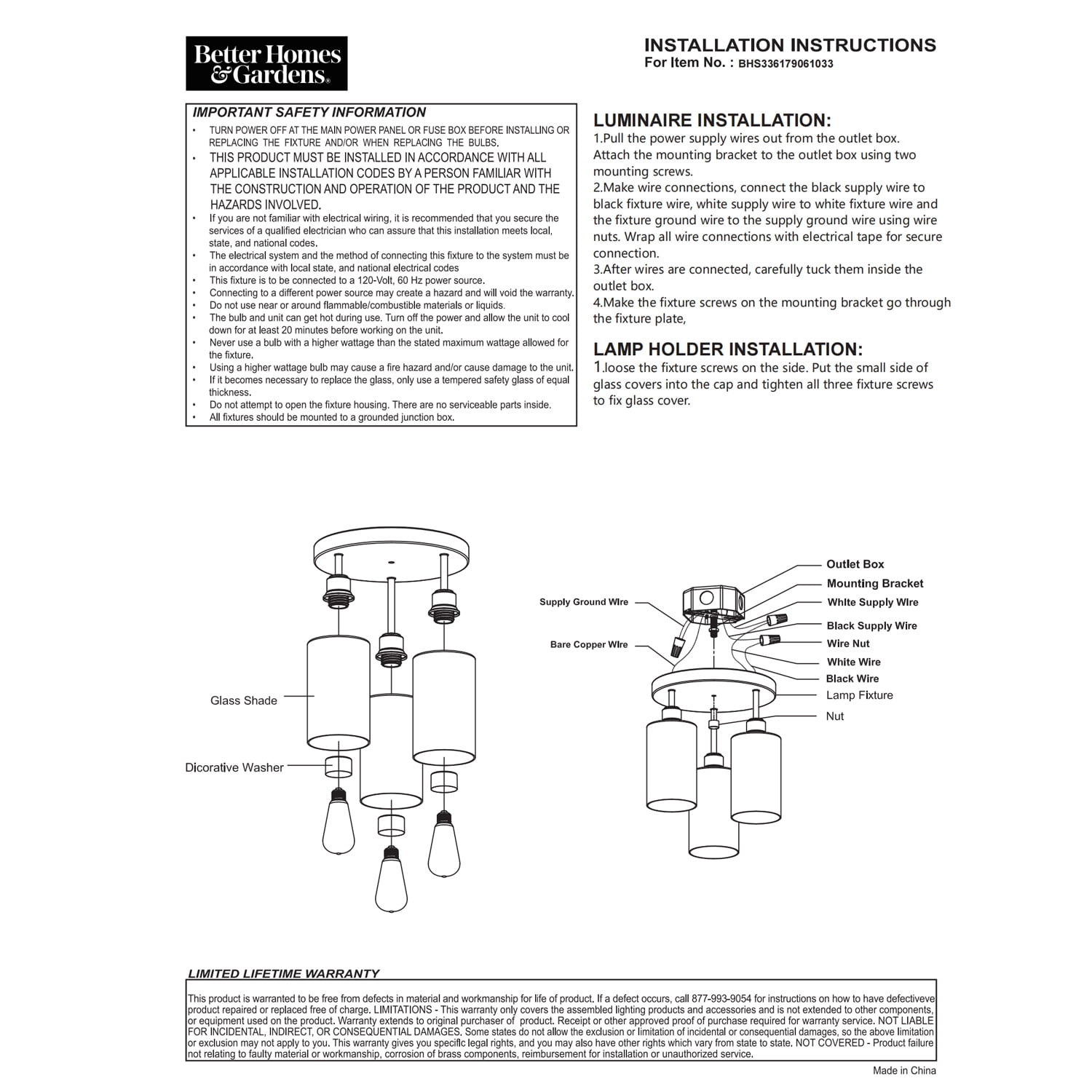 Better Homes & Gardens 13" Farmhouse 3-Light Bronze Flush Mount Ceiling Light, Seeded Glass Shades