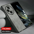 thumbnail image 3 of Allytech OnePlus Open Case, Ultra Slim Lightweight Luxury PU Leather Skin-Friendly Case, Shockproof Dustproof Anti-Fingerprint Screen Lens Protection Cover for OnePlus Open - Gray, 3 of 5