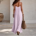 thumbnail image 4 of QUNYINEY Summer Womens Dresses Faux Cotton Linen Sleeveless A Line Long Sundress V Neck Loose Fit Solid Flowy Dresses, 4 of 5