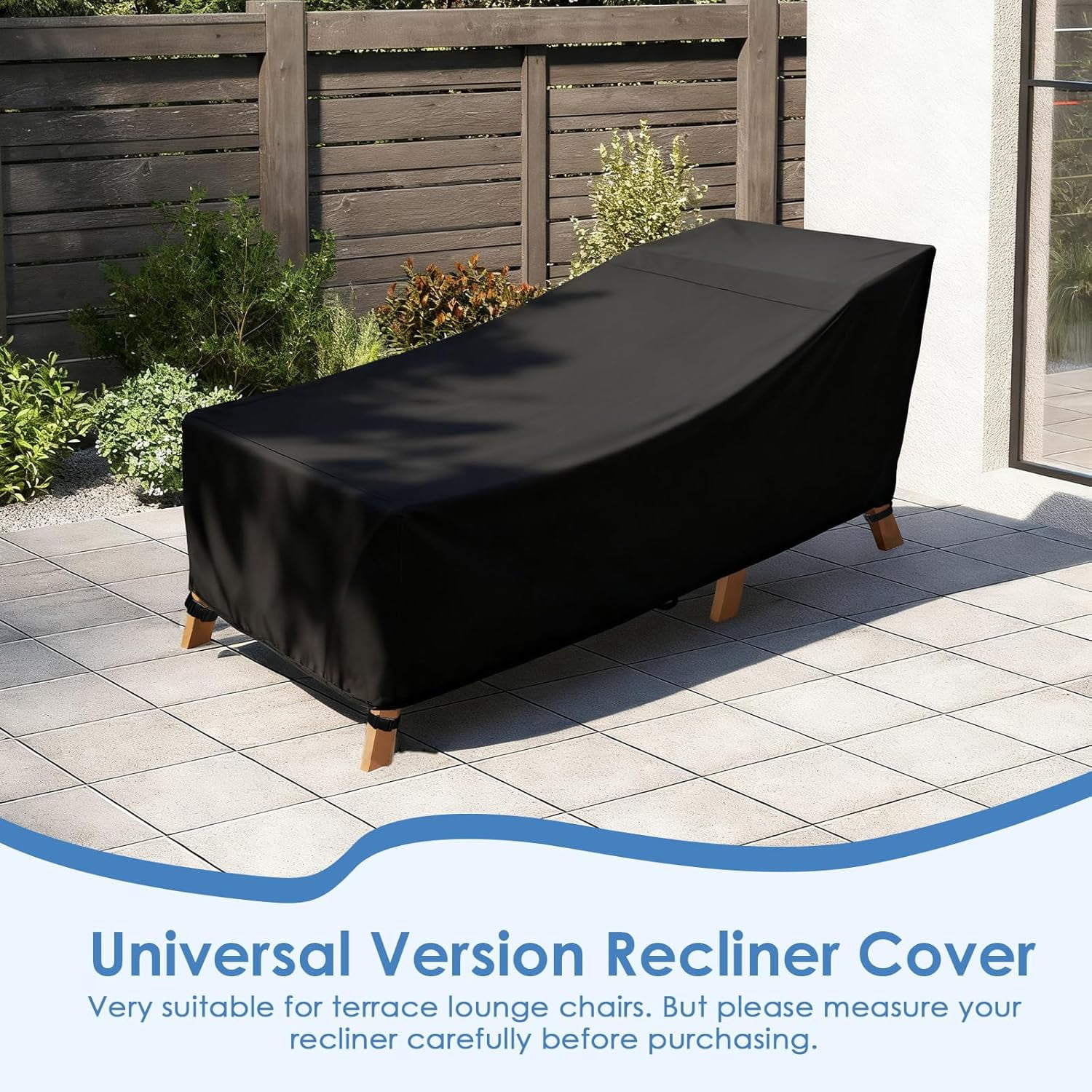 Outdoor Lounge Chair Cover, 420D Waterproof Lounge Chair Covers with Straps, Heavy Duty Patio Furniture Covers for Pool Lounge Chair Lawn Bench Furniture, Fits up to 81L x 29W x 31H inch, 1 Pack