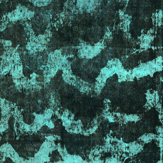 Ahgly Company Indoor Square Abstract Turquoise Blue Modern Area Rugs, 8' Square