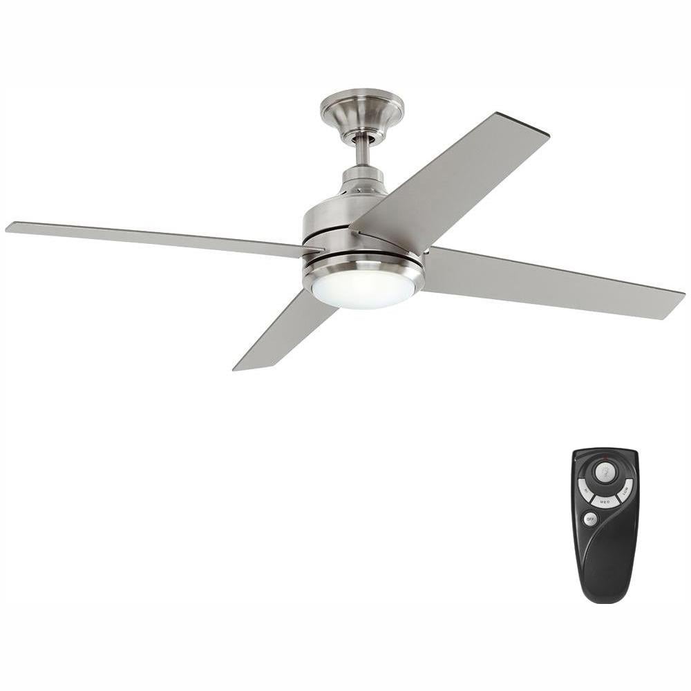Modern Indoor Brushed Nickel Ceiling Fan with Light & Remote Control Large 52 in 