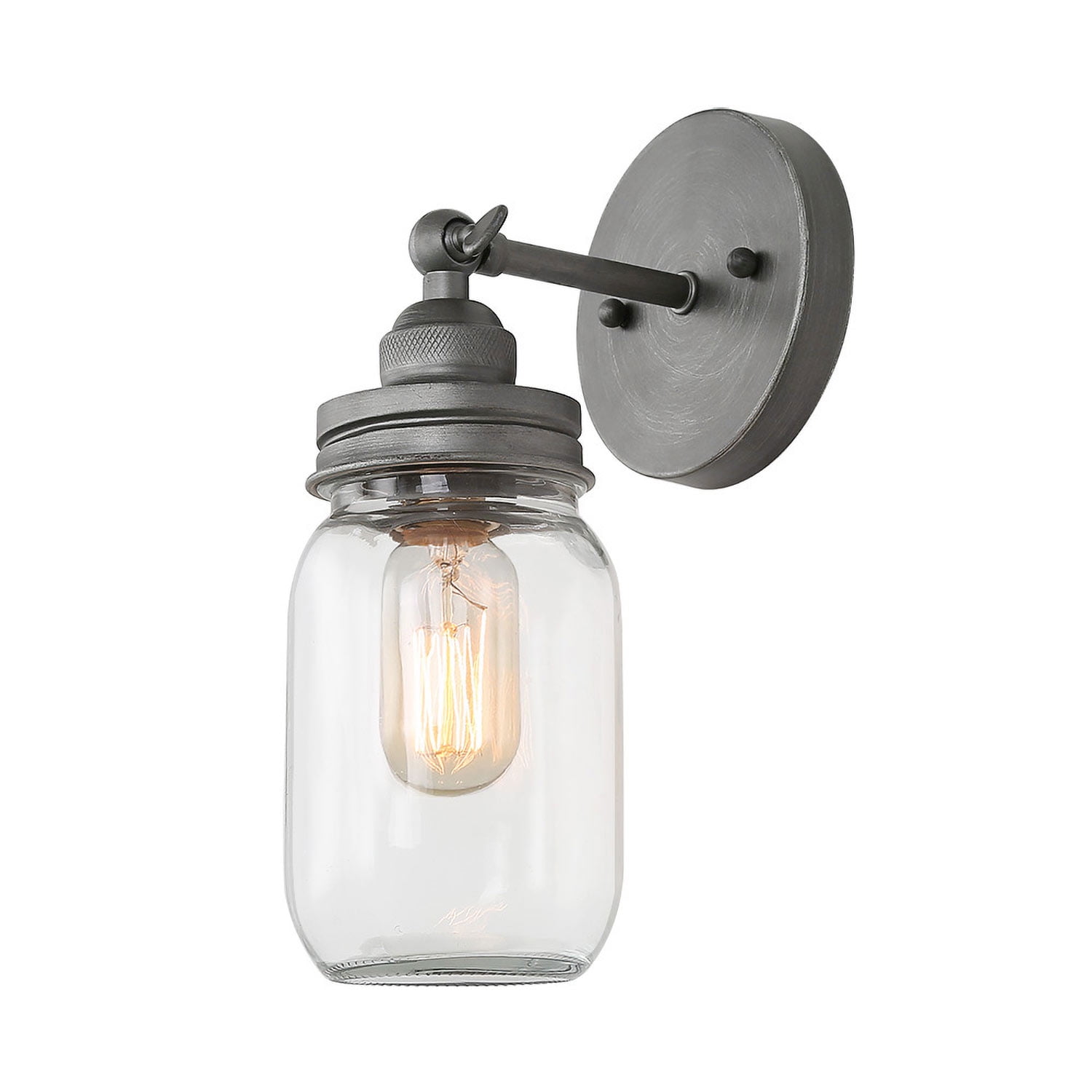 Lnc Adjustable Mason Jar Vanity Light 1 Light Antique Silver Glass Wall Sconce Walmartcom Walmartcom