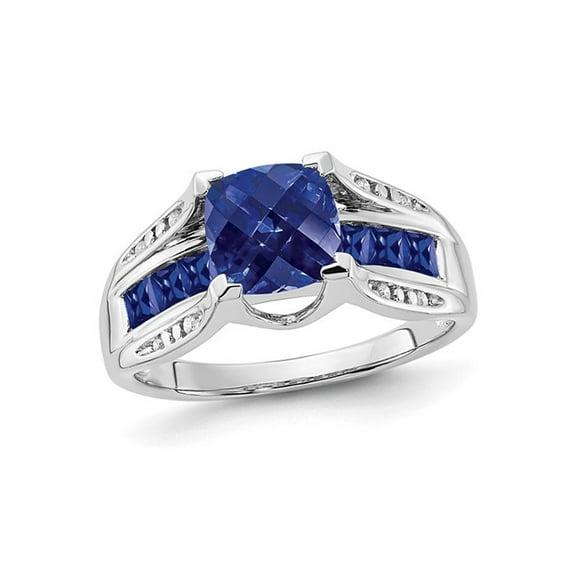 Gem & Harmony 2.80 Carat (Ctw) Lab-Created Blue Sapphire Ring in Sterling Silver for Women