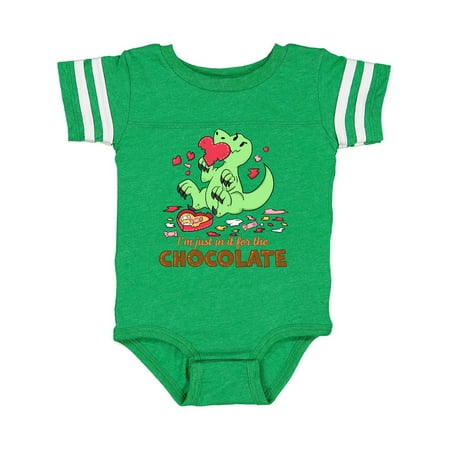 

Inktastic I m Just in it for the Chocolate cute Valentine s Dinosaur Gift Baby Boy or Baby Girl Bodysuit