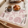 thumbnail image 3 of Pink Coastal Summer Placemats Set of 4 Coral Shell Starfish Vintage Place Mats Indoor Wipeable Table Mats Washable Cloth Dining Table Placemats for Kitchen Holiday Party Home Decor 13x19 Inch, 3 of 9